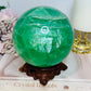 Huge High Grade Green Fluorite Sphere with Rainbows on Stand 2.4KG
