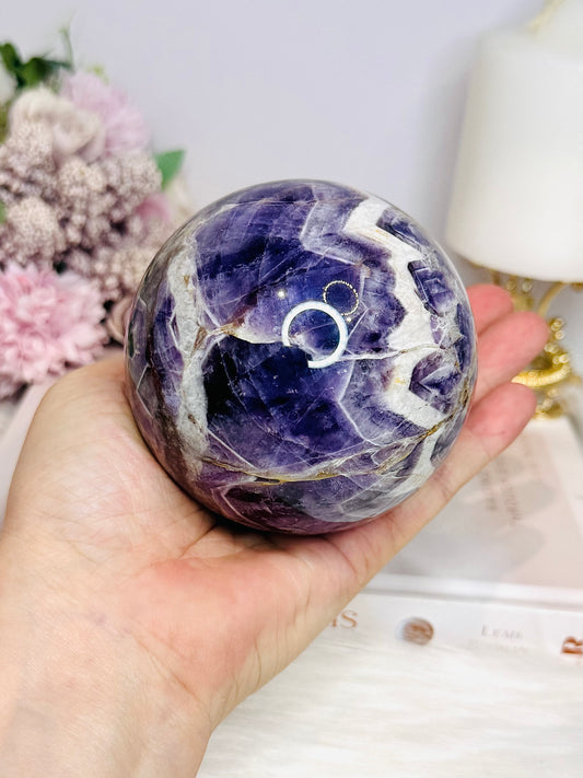 Large Chevron | Dream Amethyst Sphere on Stand 830g