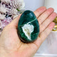 Moss Agate Druzy Carved Egg On Stand 7cm
