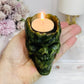 Green Jade Candle Holder Skull 391g