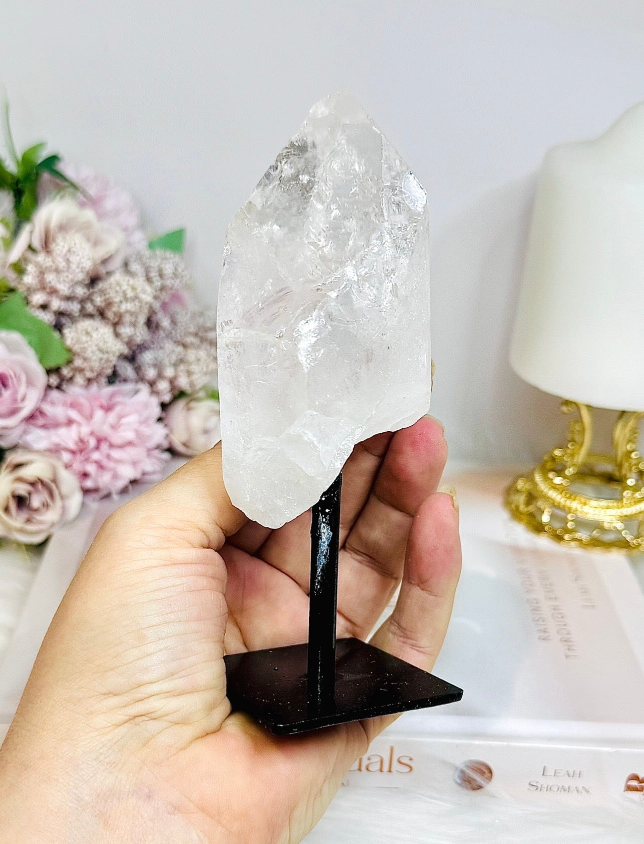 Natural Clear Quartz Point On Stand 14cm