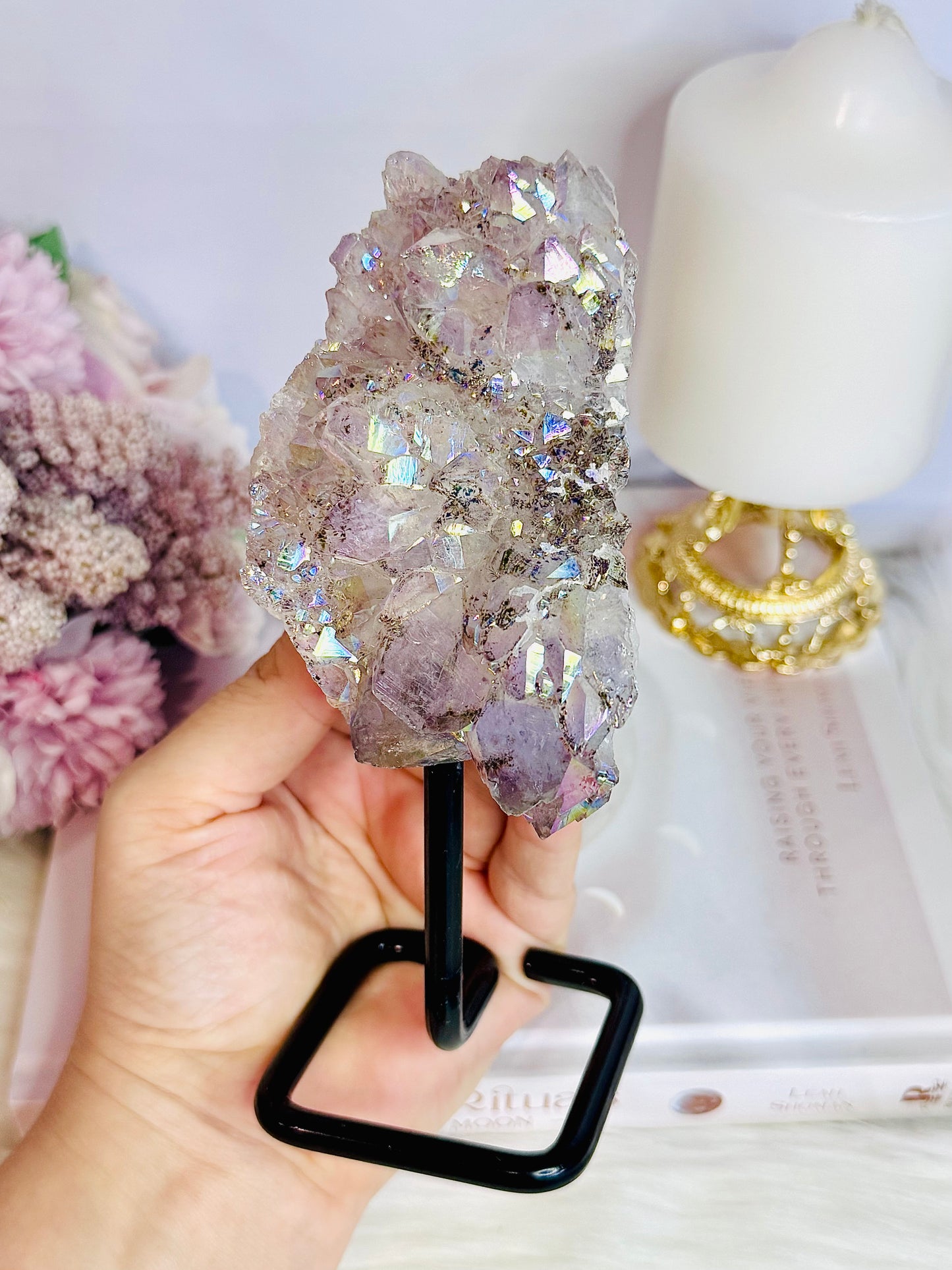 Stunning Large Angel Aura Amethyst Cluster On Stand 16cm