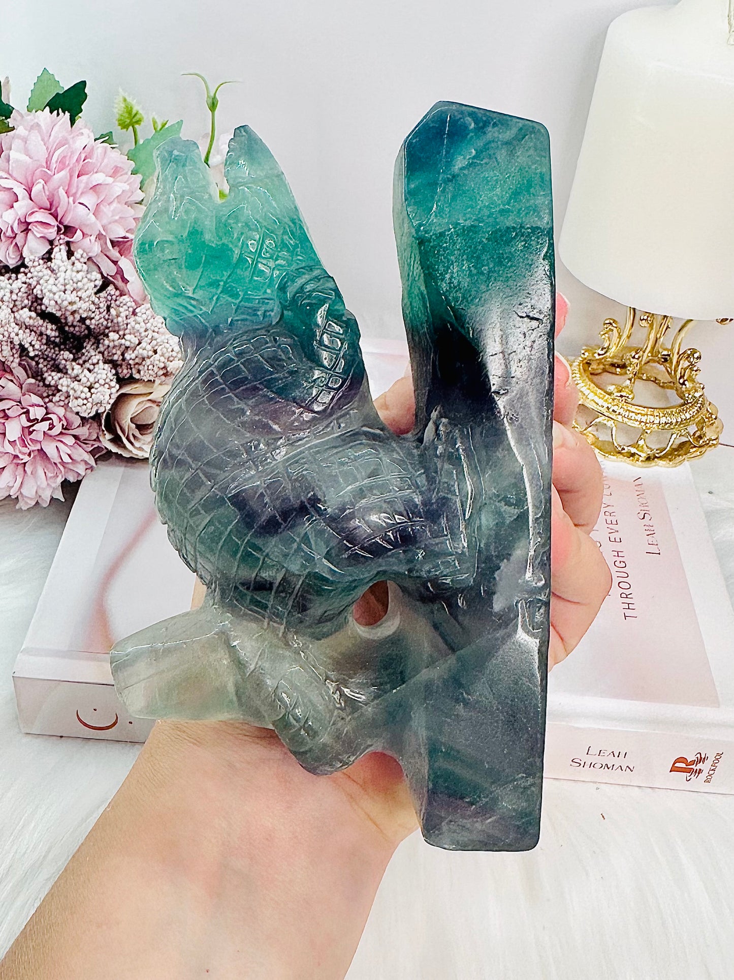 Absolutely Incredible Large 1.05KG Fabulous Fluorite Dinosaur Hand Carving