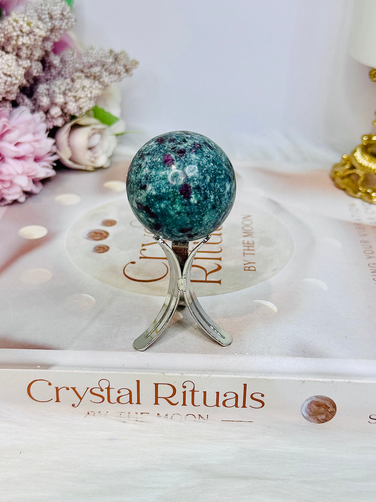 Ruby Fuchsite Sphere (UV Reactive) On Stand 86g