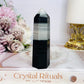 Beautiful Black Jasper & White Quartz Tower 10cm