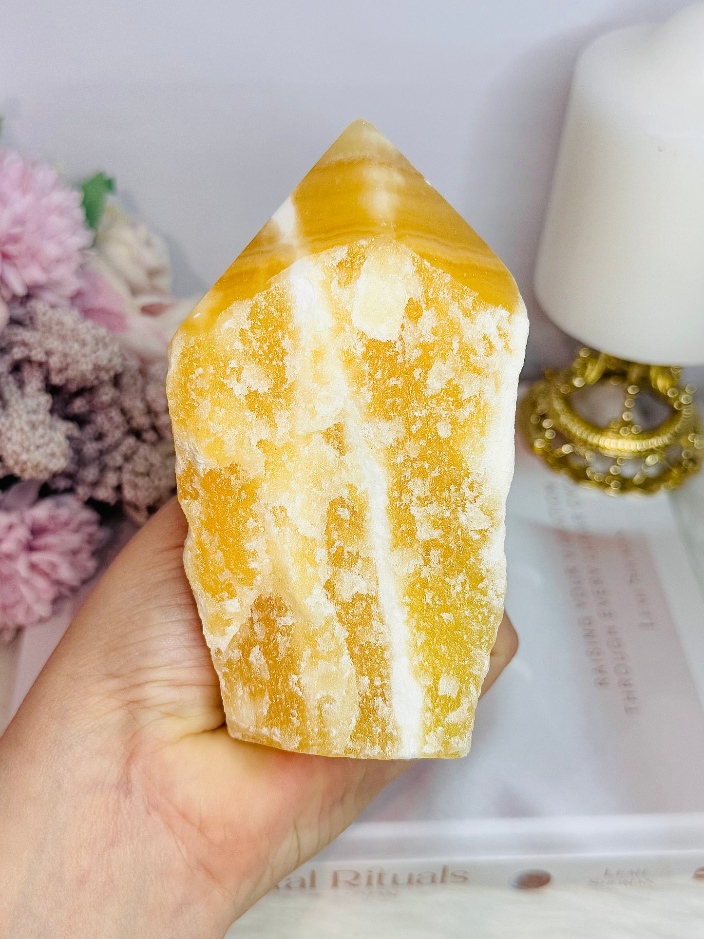 Large 608gram 12cm Orange Calcite Point