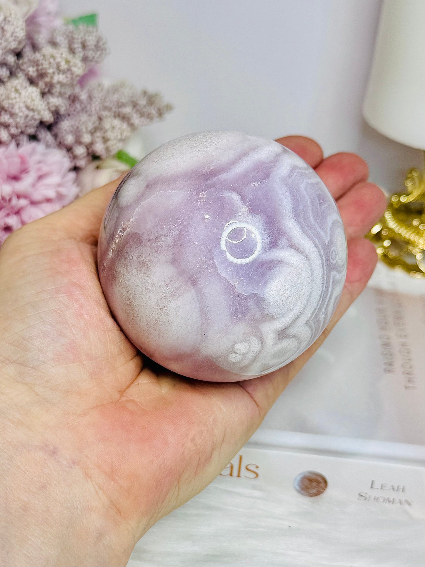 Large Pink Amethyst Druzy Sphere on Glass Stand (stand can be changed) 471g