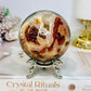 Large Druzy Red Moss Agate Sphere on Stand 510g
