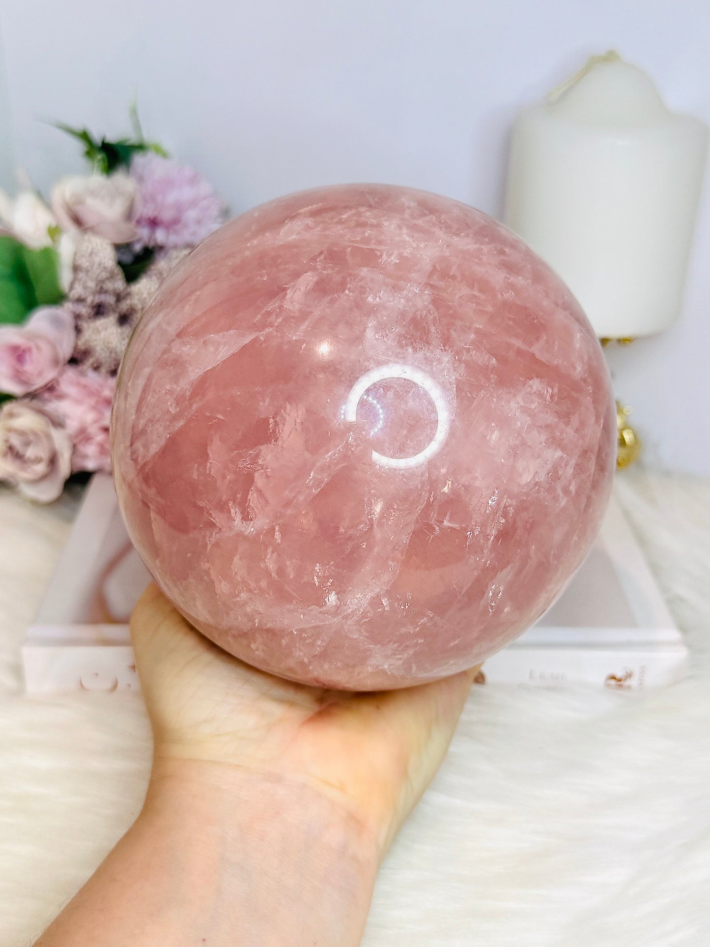 Huge Rose Quartz Sphere 3KG on Stand
