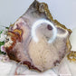 A Collectors Piece ~ High Grade Natural Pink Amethyst Druzy Slice | Slab with Gold Plating on Stand 24cm 689g