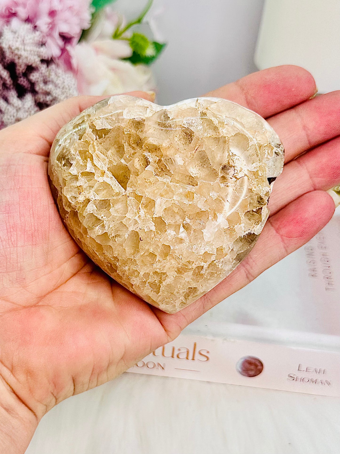 Classy & Fabulous Chunky High Grade Sugar Druzy Agate Heart Carving On Stand From Brazil 278grams