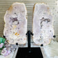 Statement Piece ~ Huge Pink Amethyst Druzy Chunky Butterfly Wings On Stand 33cm x 34cm 4.2KG