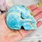 Absolutely Stunning Blue Hemimorphite Carved Druzy Skull 9cm 428grams