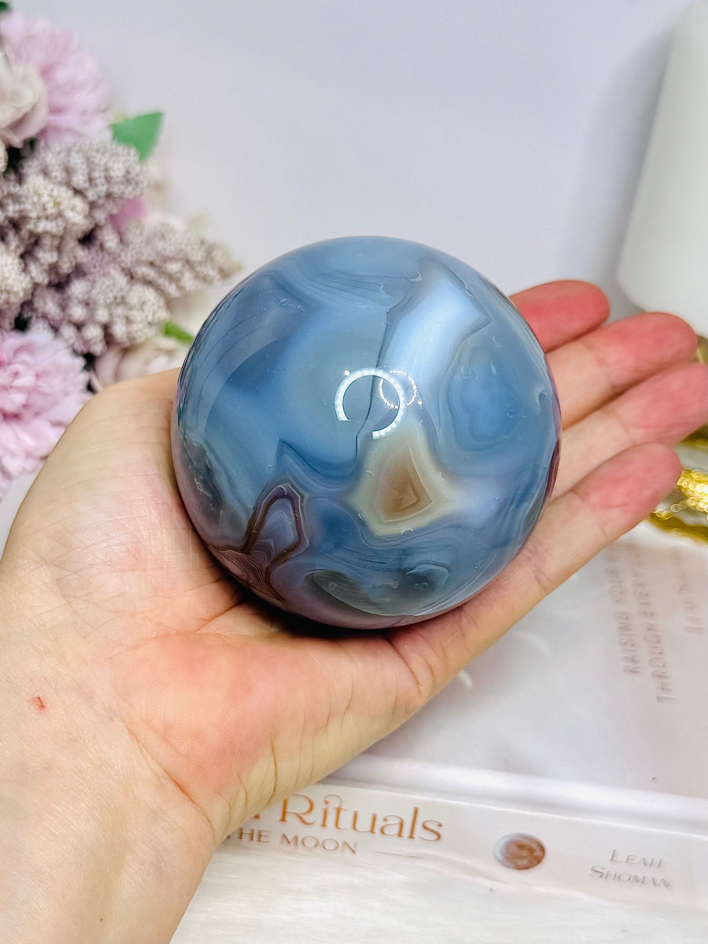 Volcano | Football Agate Sphere On Stand 546g