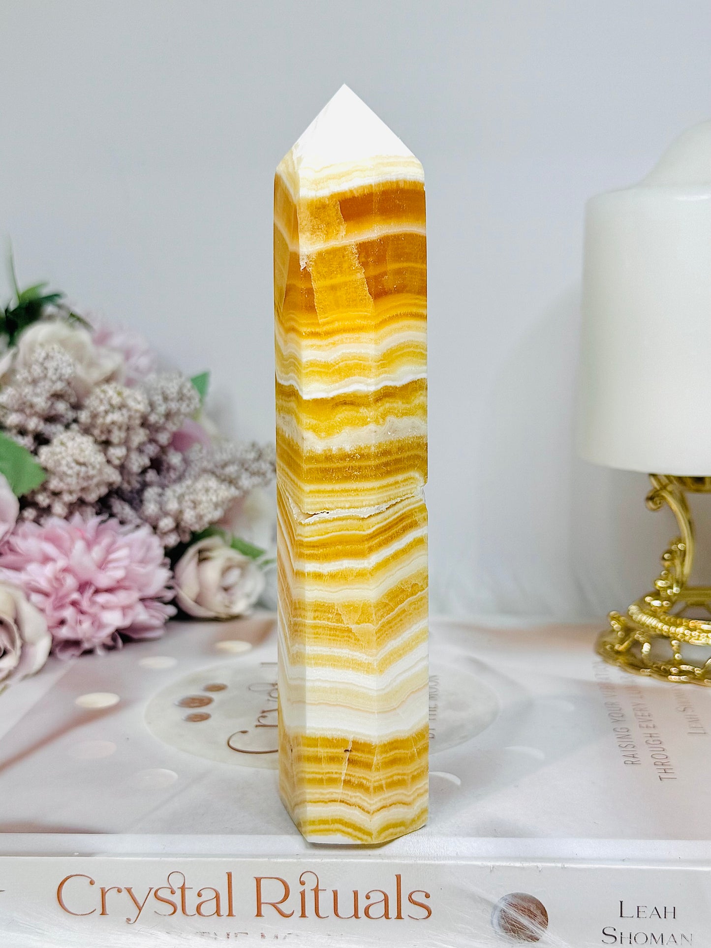 High Grade Orange Calcite Tower 15.5cm