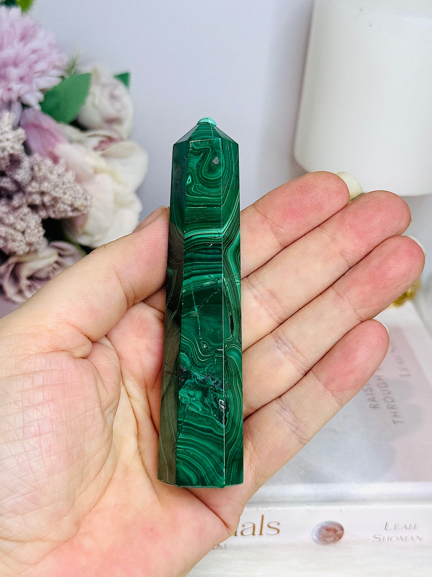 AAA High Grade Natural Malachite Tower From Congo 10.5cm