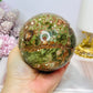 Large Green Cherry Jasper Sphere on Stand 825g