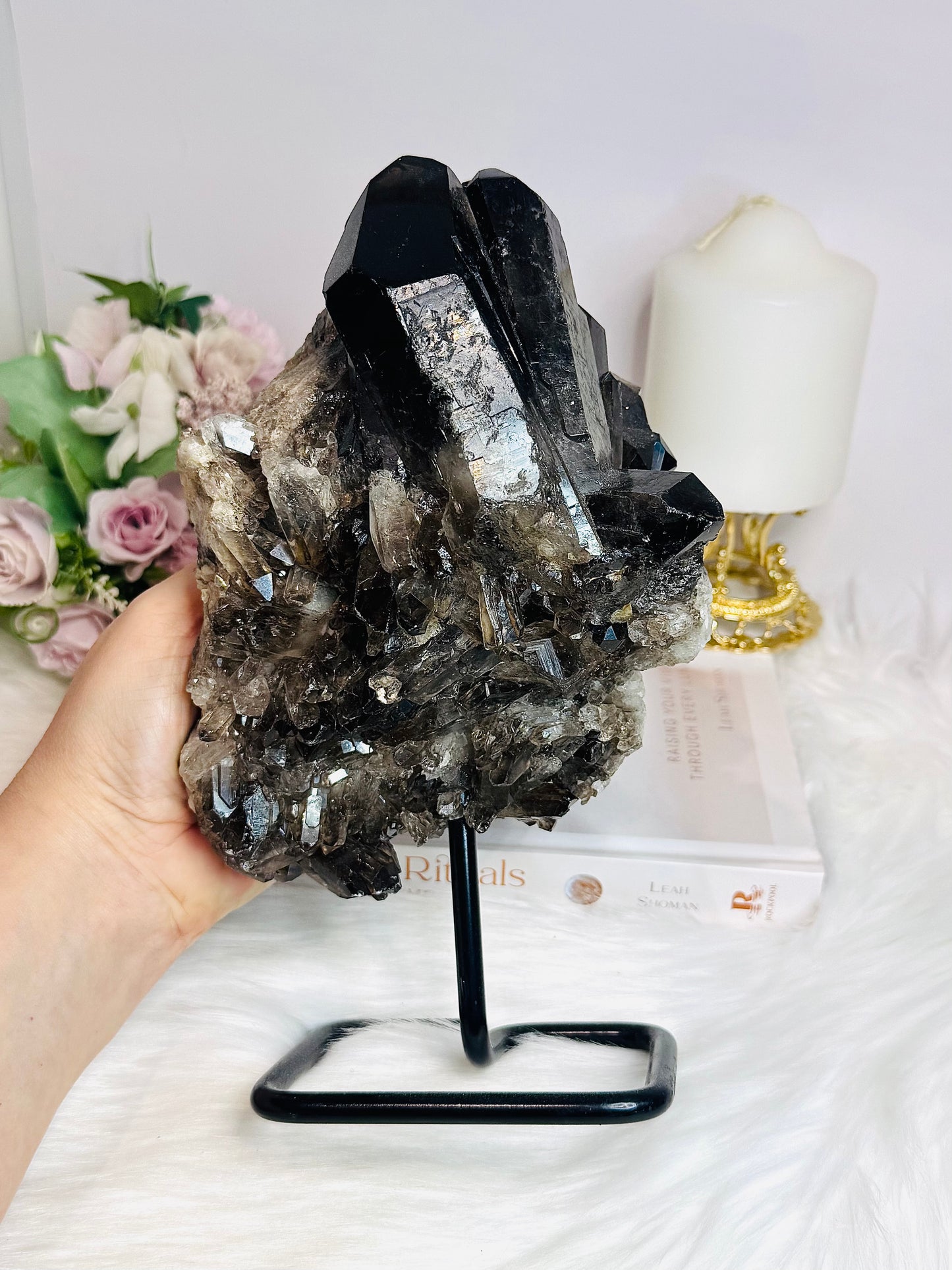 ✨ SALE ✨ Large Smokey Quartz Cluster On Stand From Brazil 2.09KG 22cm