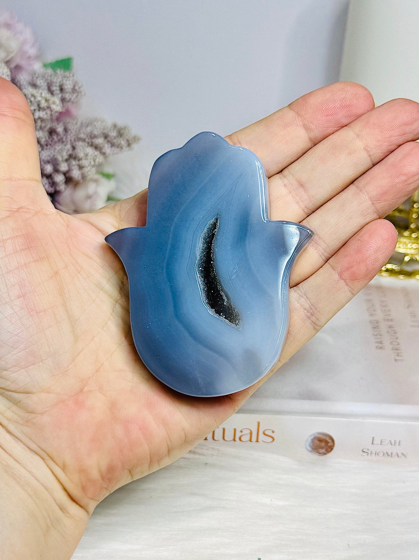 Druzy Agate Hamsa Hand 8cm