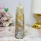 Green Flower Agate Tower 11cm