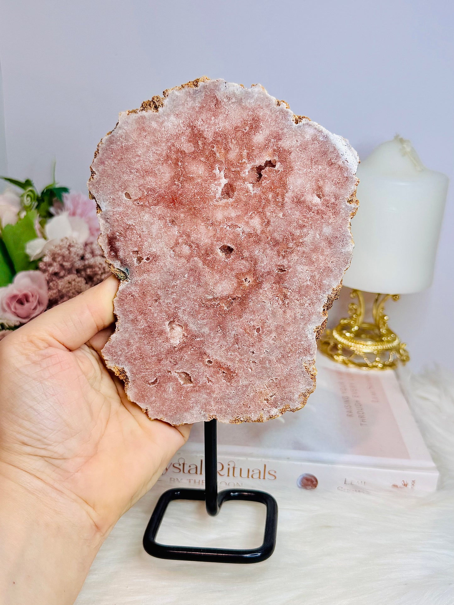 Pink Amethyst Druzy Slab from Brazil ~ Polished Both Sides 20cm