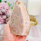 Large 439gram Druzy Pink Amethyst Carved Flame | Freeform From Brazil