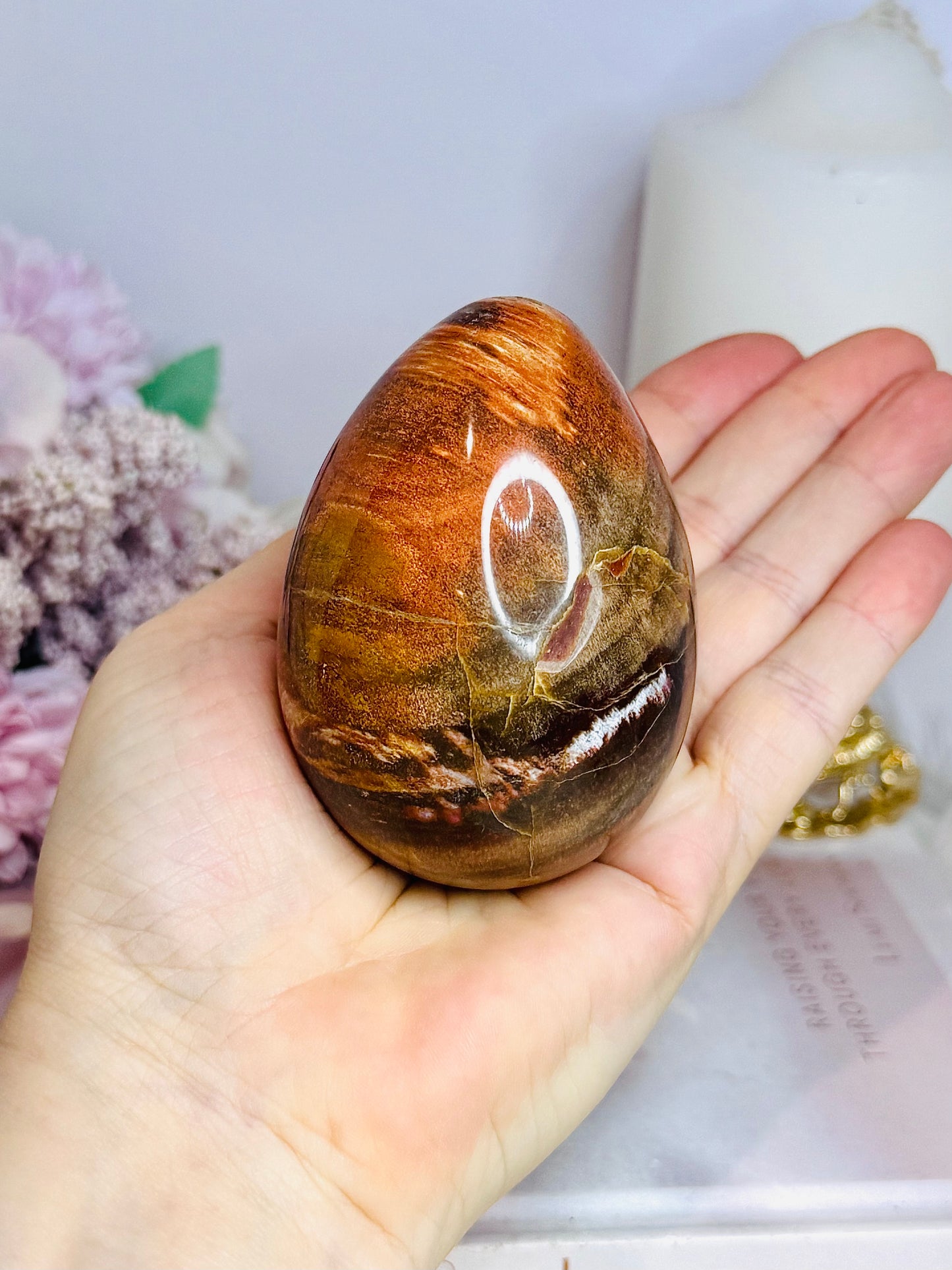 Large Polychrome Jasper Egg on Stand 296g