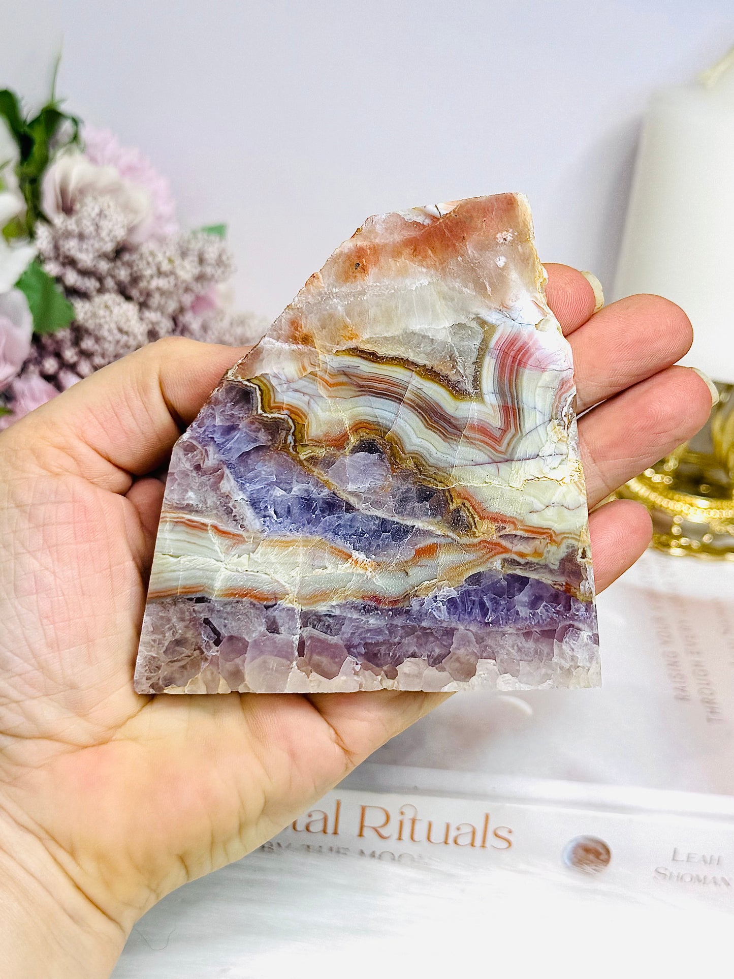Natural Crazy Lace Amethyst Slab 9cm