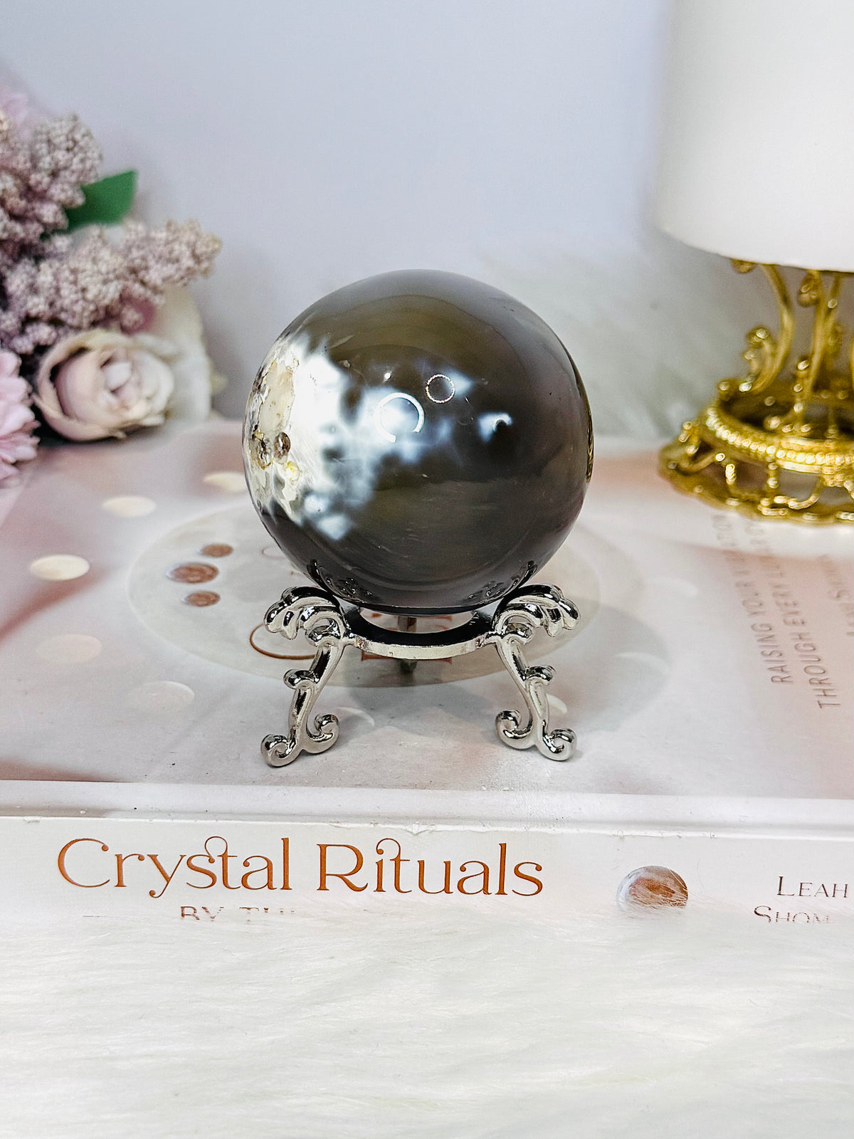 Orca Agate Sphere on Stand 244g