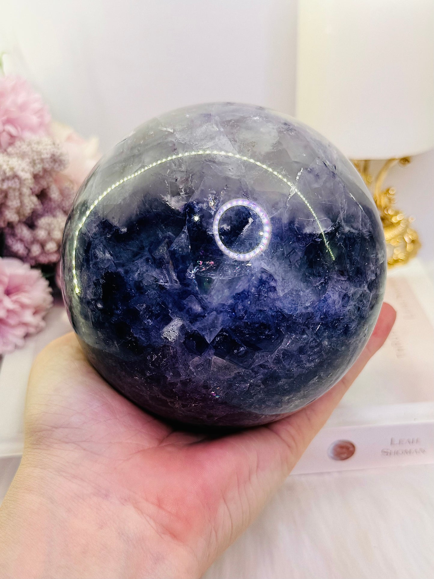 Huge Gorgeous 1.93KG Purple & Green Fluorite Sphere On Stand