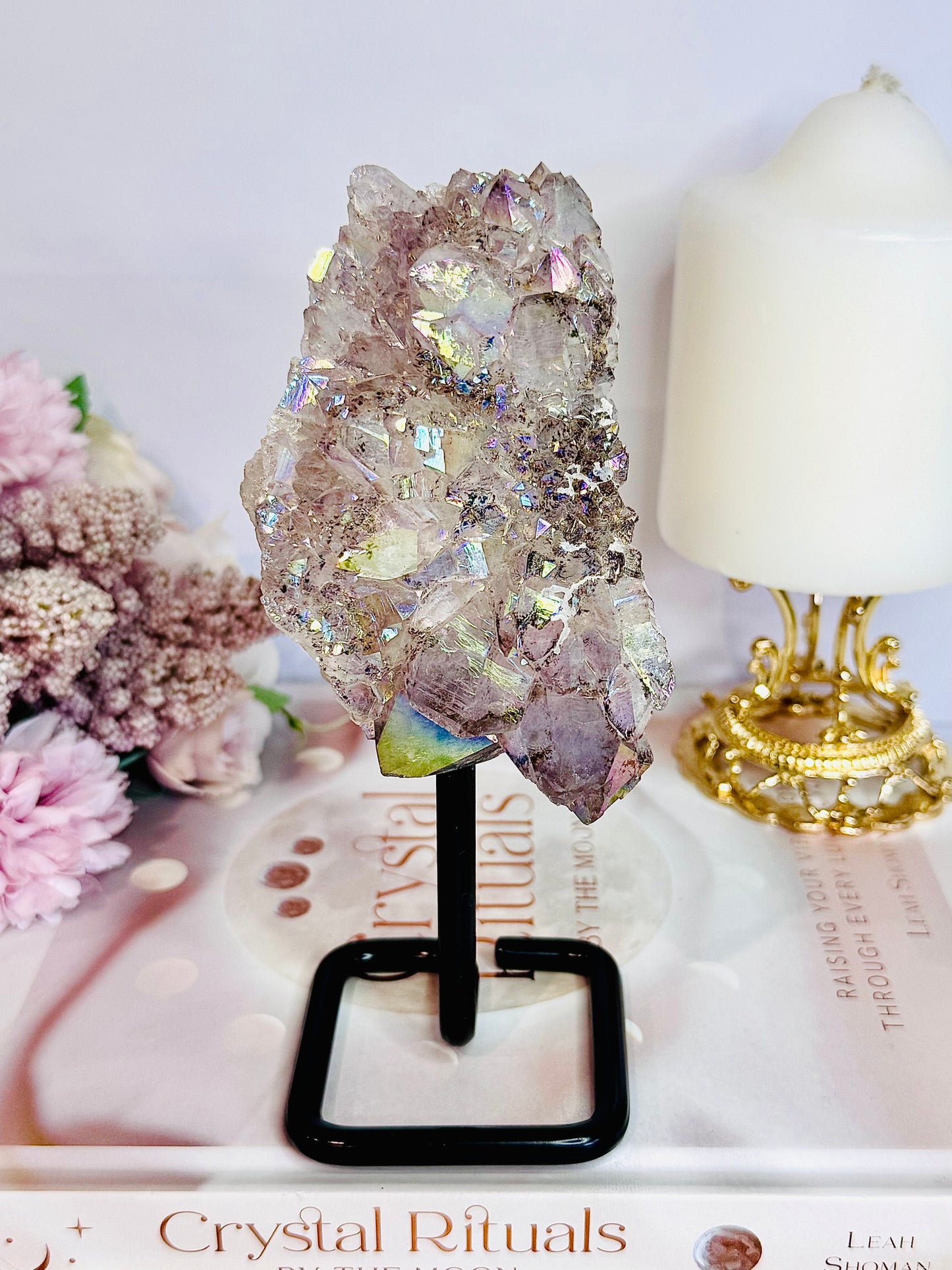 Stunning Large Angel Aura Amethyst Cluster On Stand 16cm