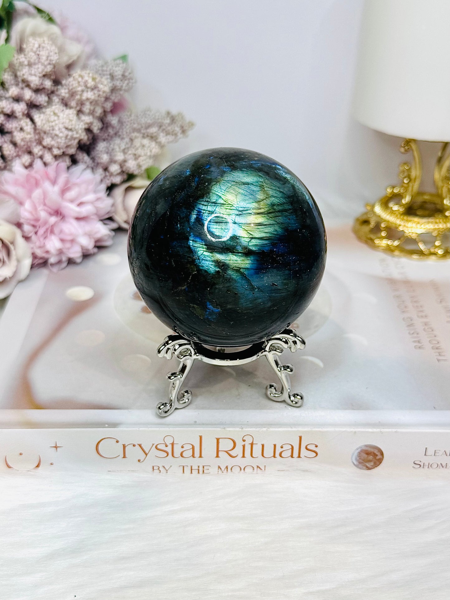 Large Labradorite Sphere On Stand 436g