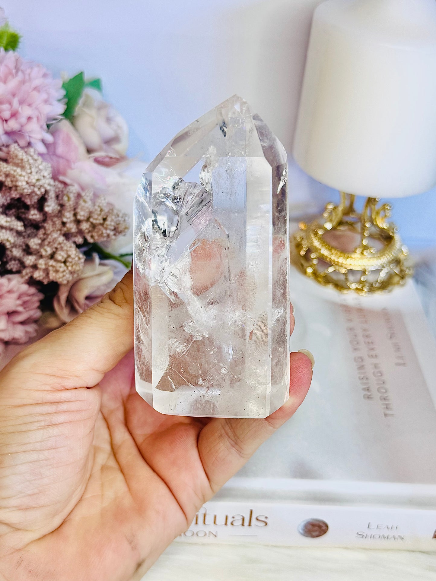 Magical High Grade Clear Quartz Tower 10cm with Stunning Rainbows