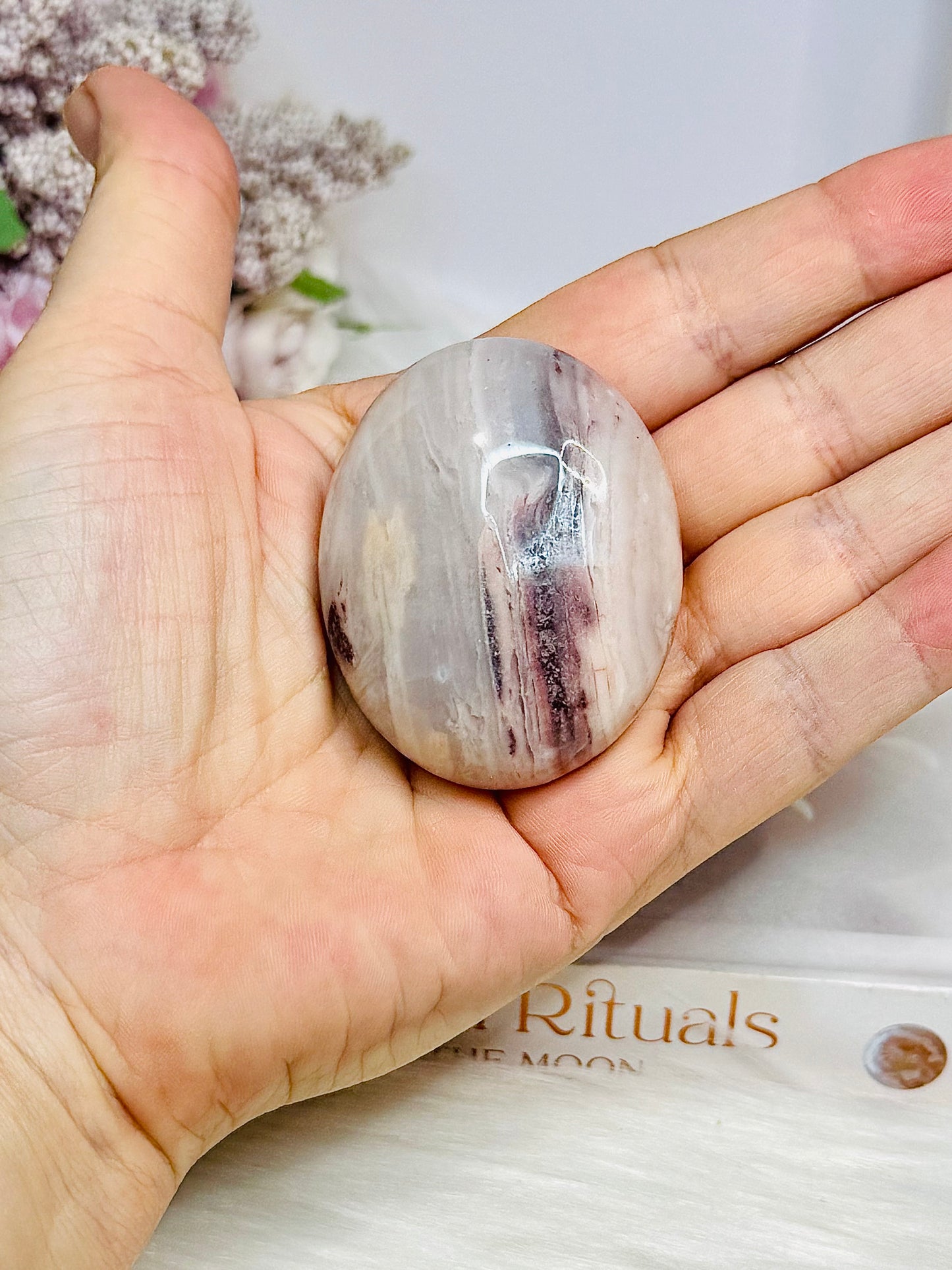 Pink Aragonite Palm Stone