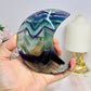 Fluorite Moon with Rainbows On Stand 11cm