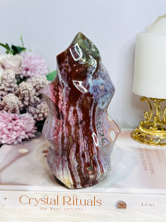 Large High Grade Ocean Jasper Carved Flame | Freeform 15cm 854g