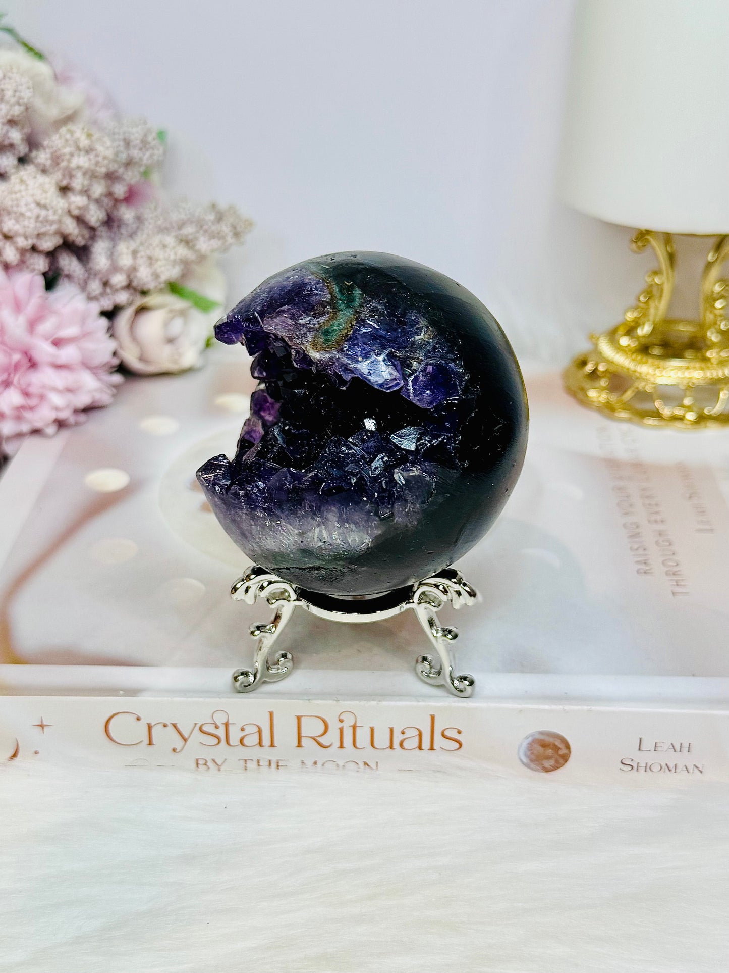 Large Druzy Amethyst Sphere on Stand 359g