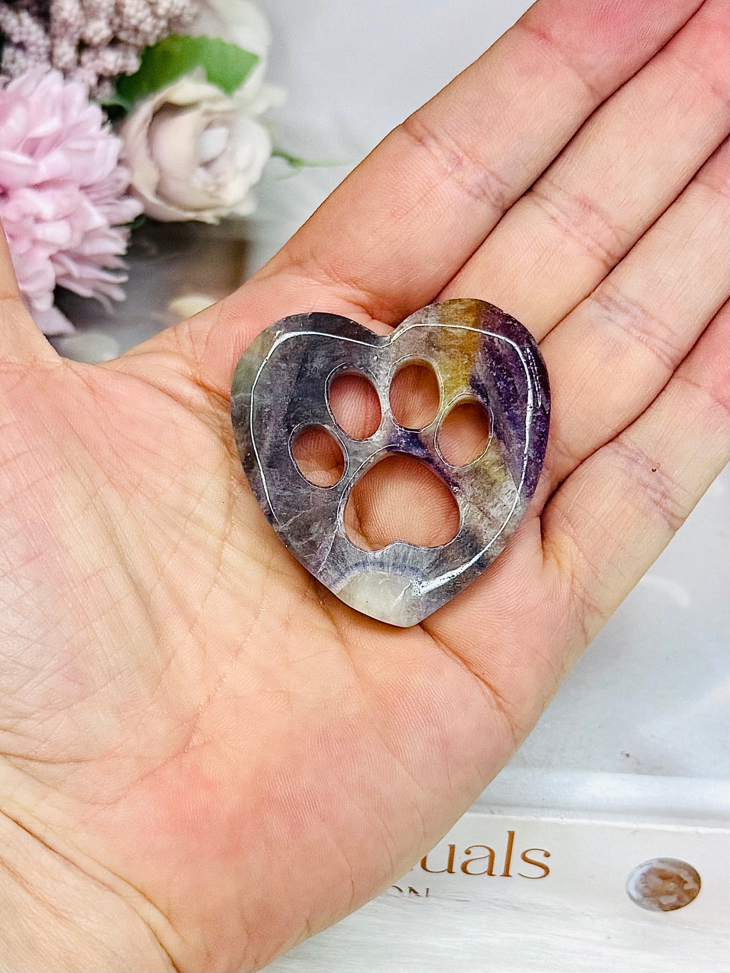 Fluorite Carved Animal Paw Print 5cm