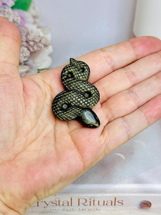 Gold Sheen Obsidian Carved Snake