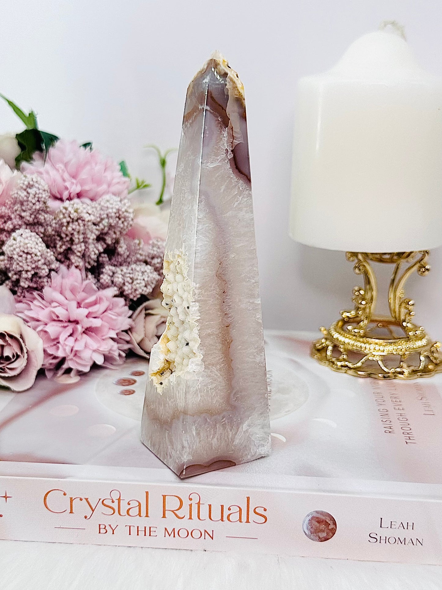 Absolutely Stunningly Gorgeous Sugar Druzy Agate Obelisk | Tower From Brazil 14cm