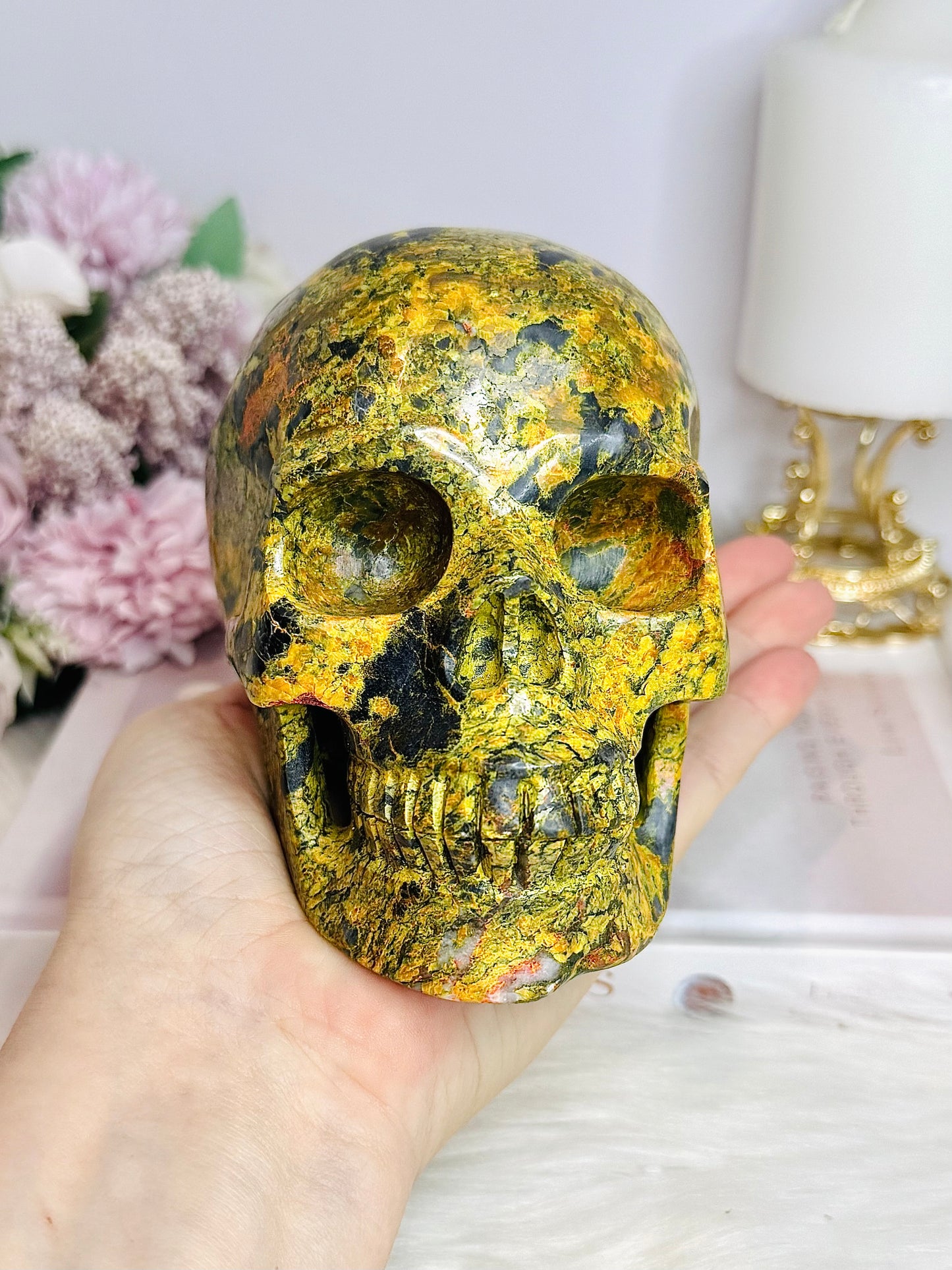Huge Natural Stone Carved Realgar Skull 1.6KG