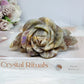 Large High Grade Moonstone Rose With Flash on Gold Stand 18cm