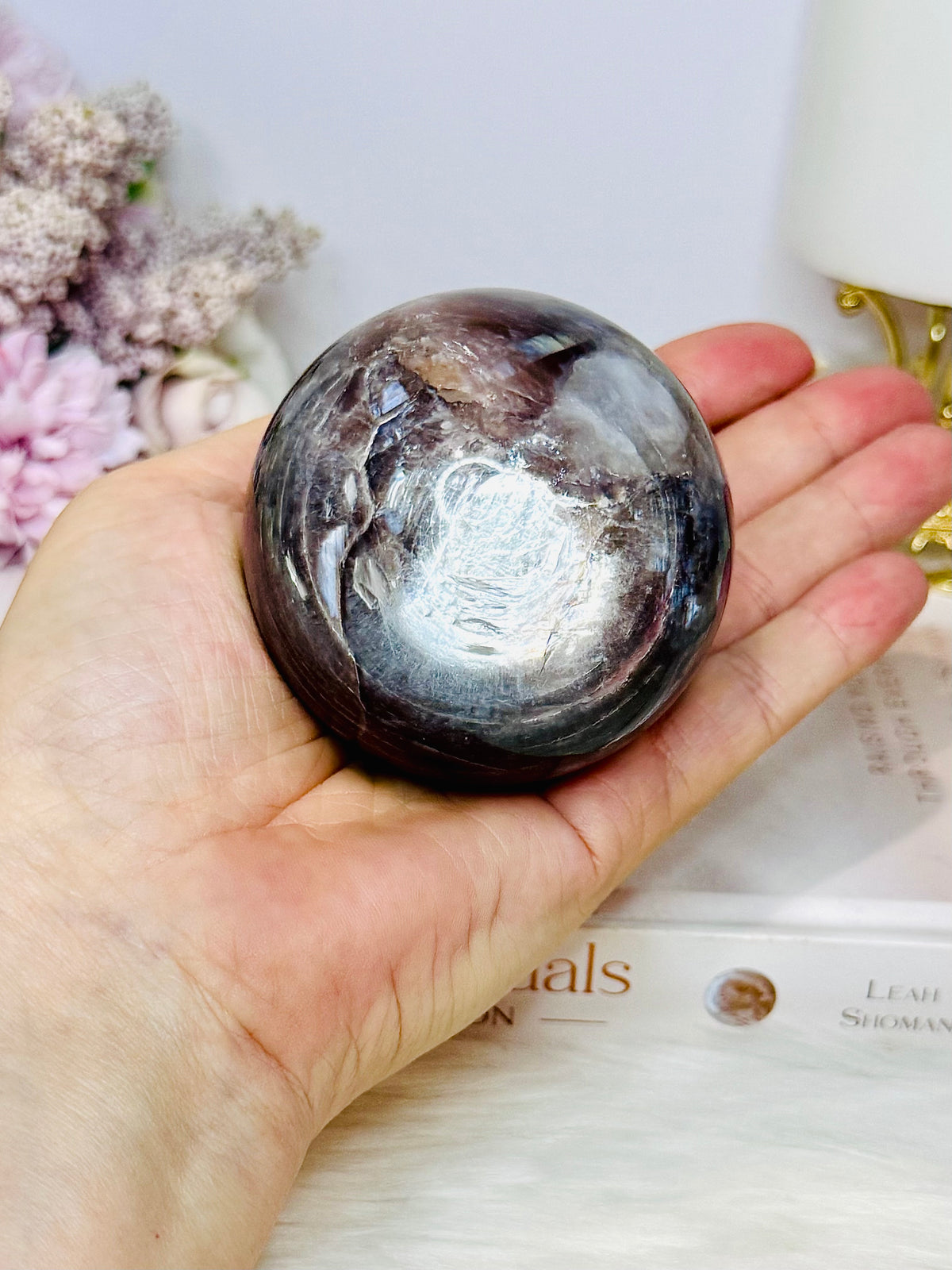 Large Purple Mica Flashy Sphere On Stand 393g