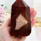 Large 12cm 583gram Chunky Carnelian Druzy Tower