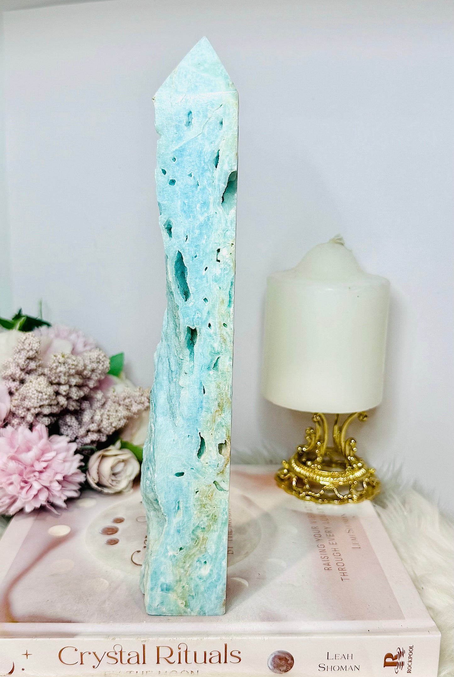 Large Blue Hemimorphite Druzy Raw Edge Tower 24cm 629g