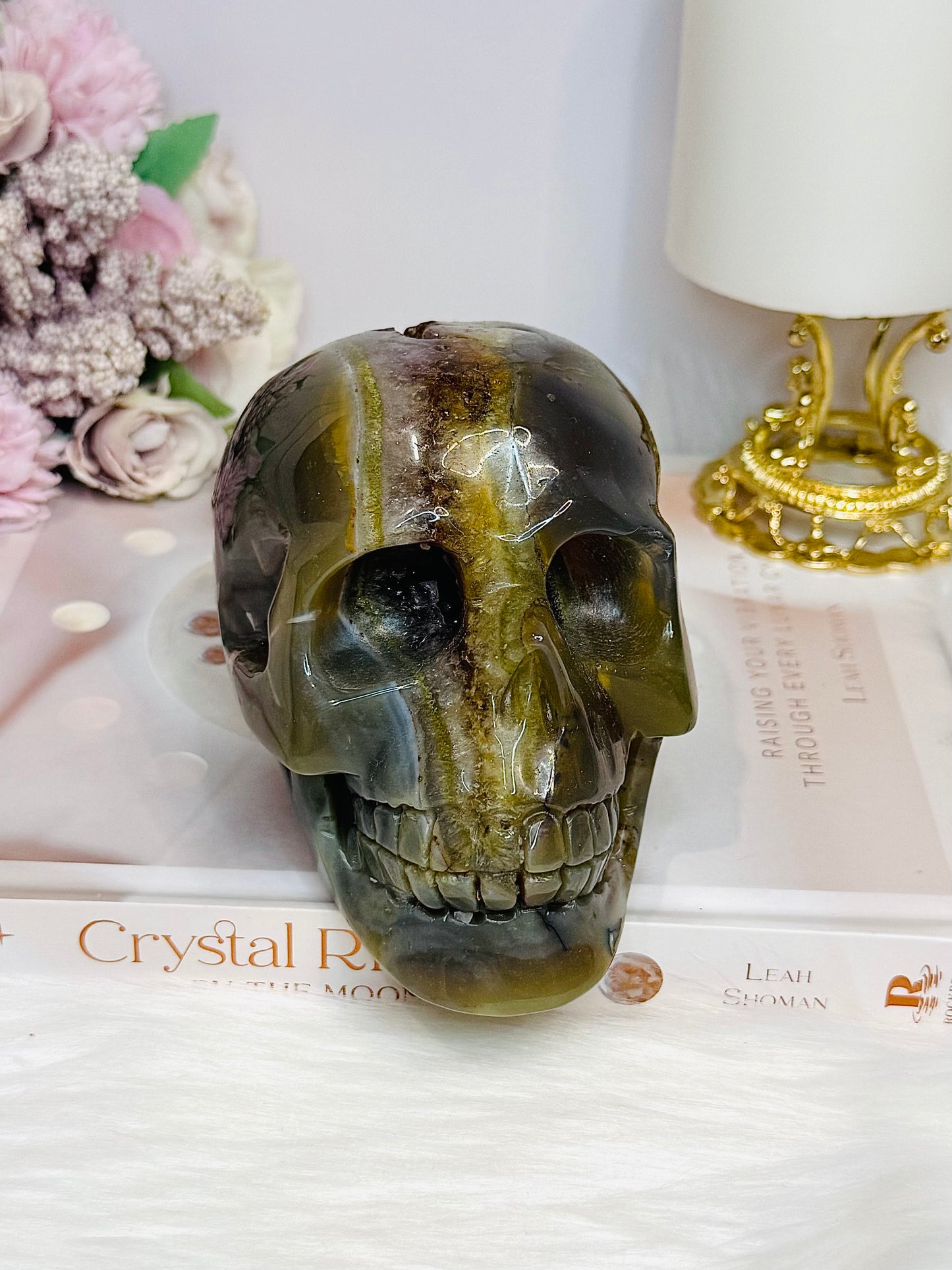 Large Druzy Amethyst X Agate Carved Skull 13cm 1.09KG