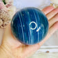 Gorgeous Large 702gram Blue Agate (dyed) Sphere On Stand