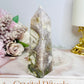 Pink Amethyst X Green Flower Agate Tower 10cm