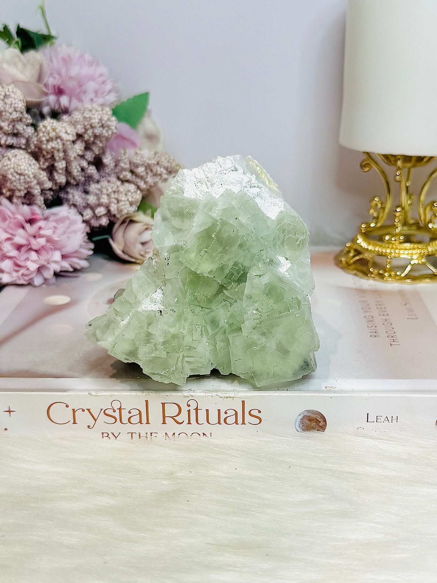 Light Green Transparent Cubed Fluorite Specimen 8cm 364g