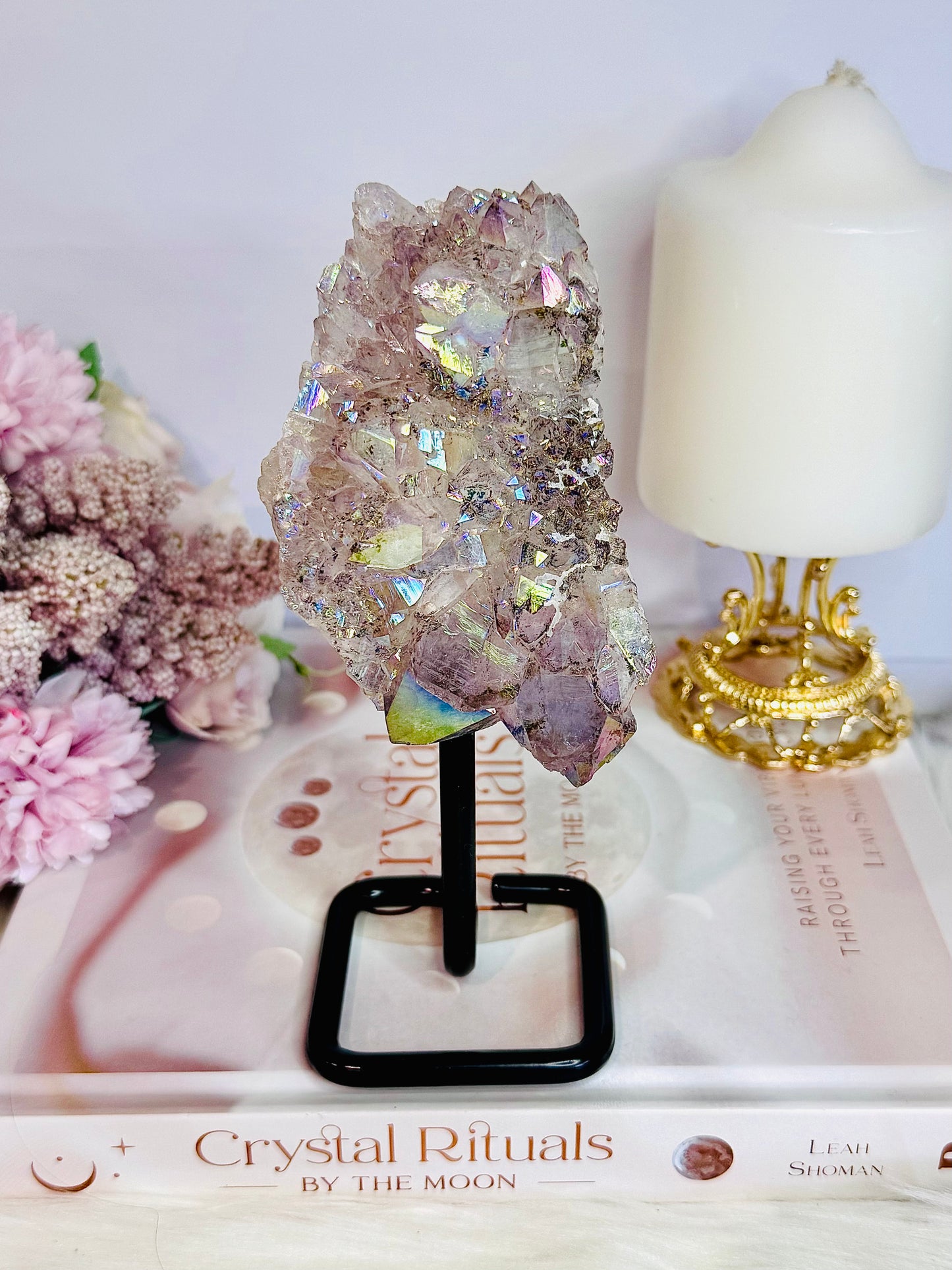 Stunning Large Angel Aura Amethyst Cluster On Stand 16cm